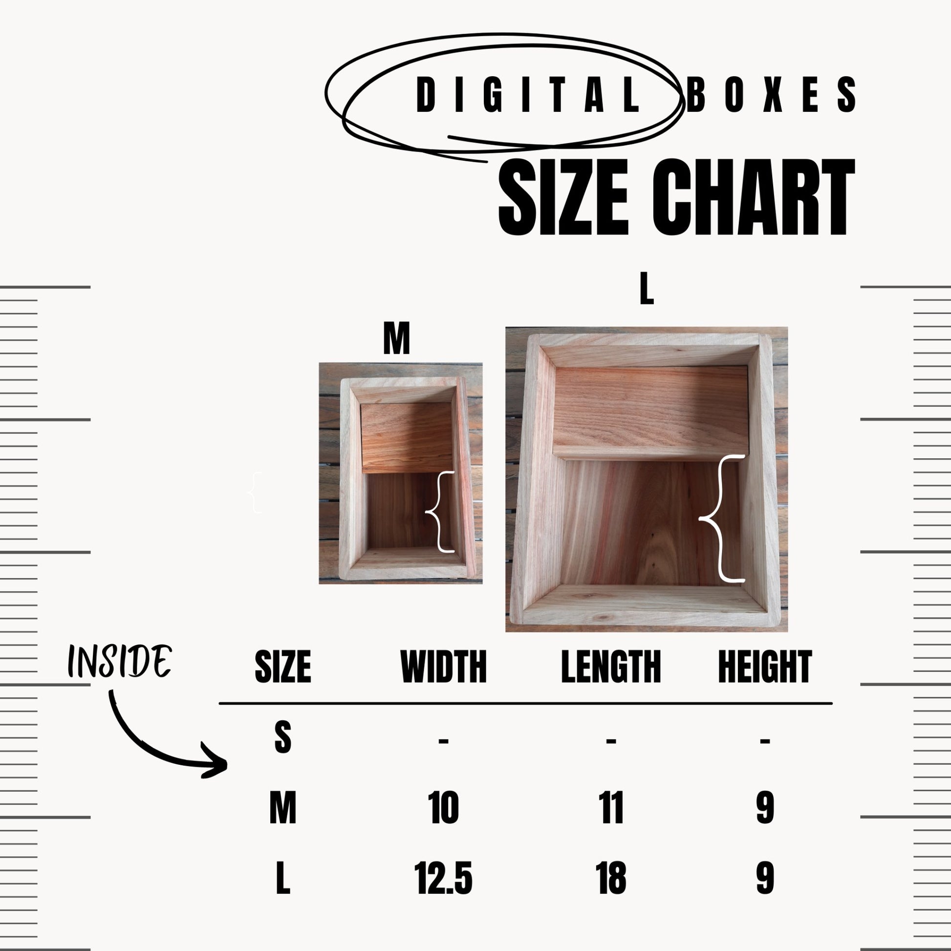 Handcrafted Keepsake Music Boxes size chart