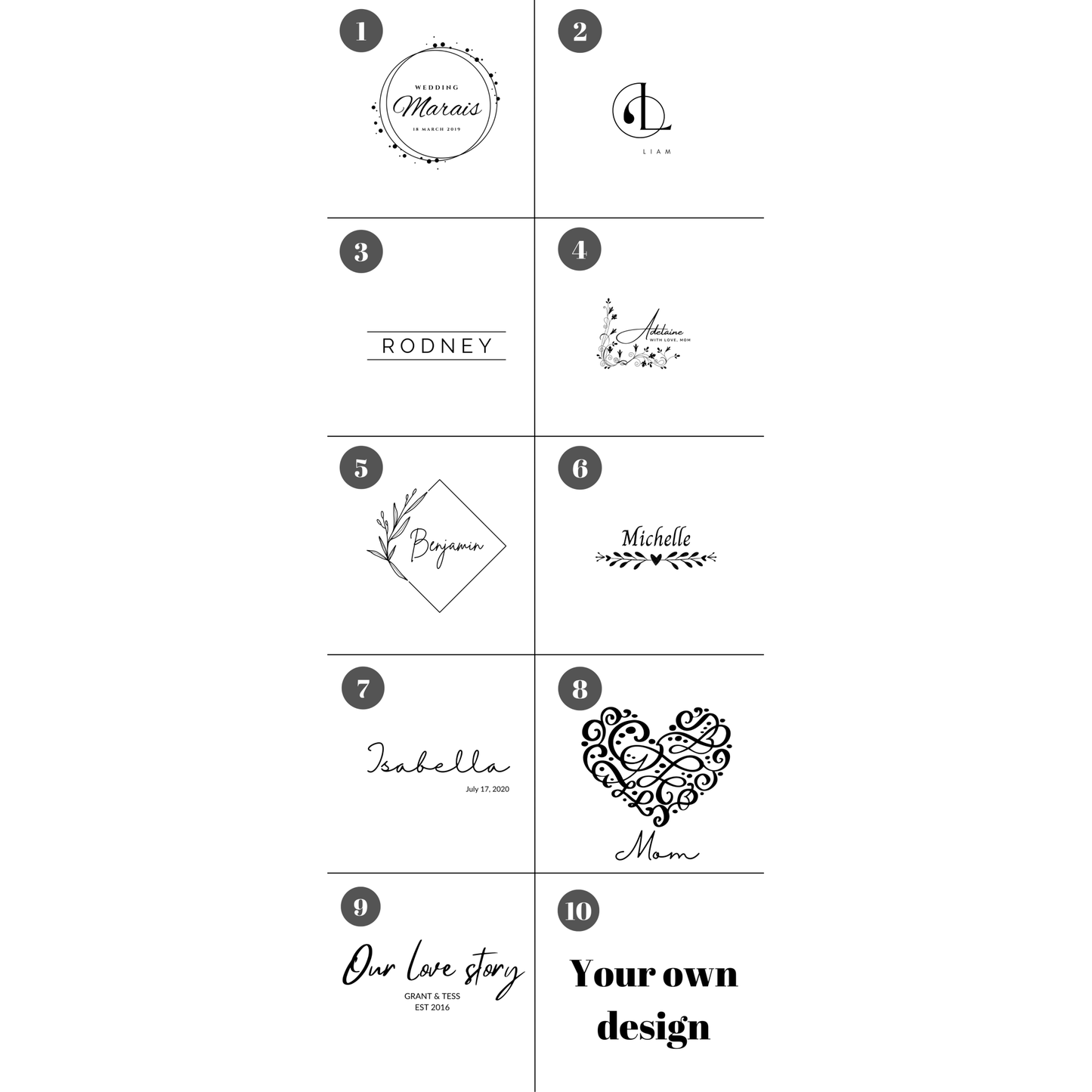 Designs for engraving on music boxes